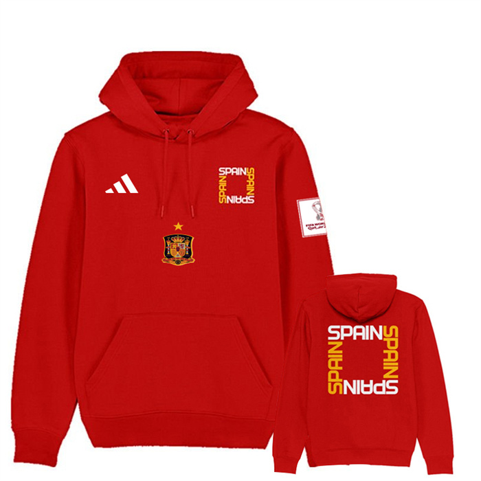 Men's Spain FIFA World Cup Soccer Hoodie Red 002